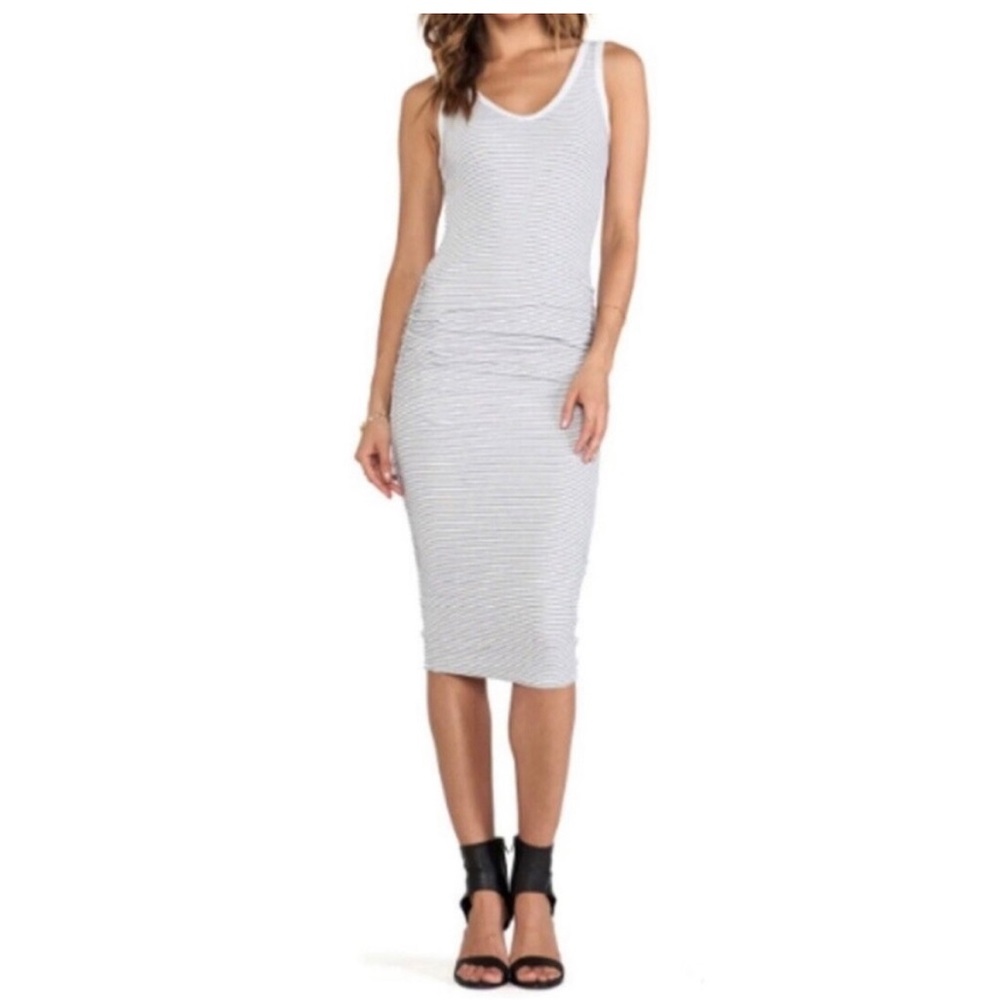 James Perse smocked Jersey dress white and black stripe size 1